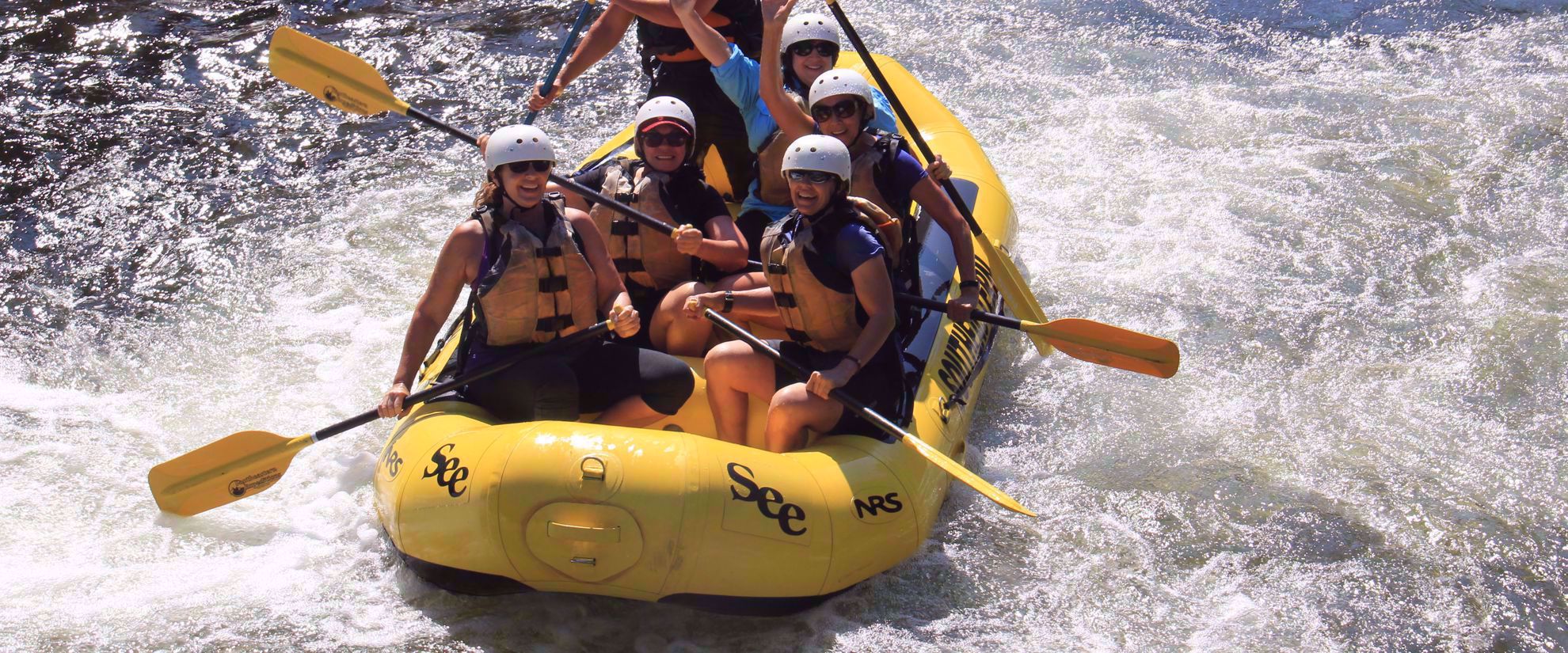 Picture of Appalachian Autumn Adventures Women rafting together on a group tour