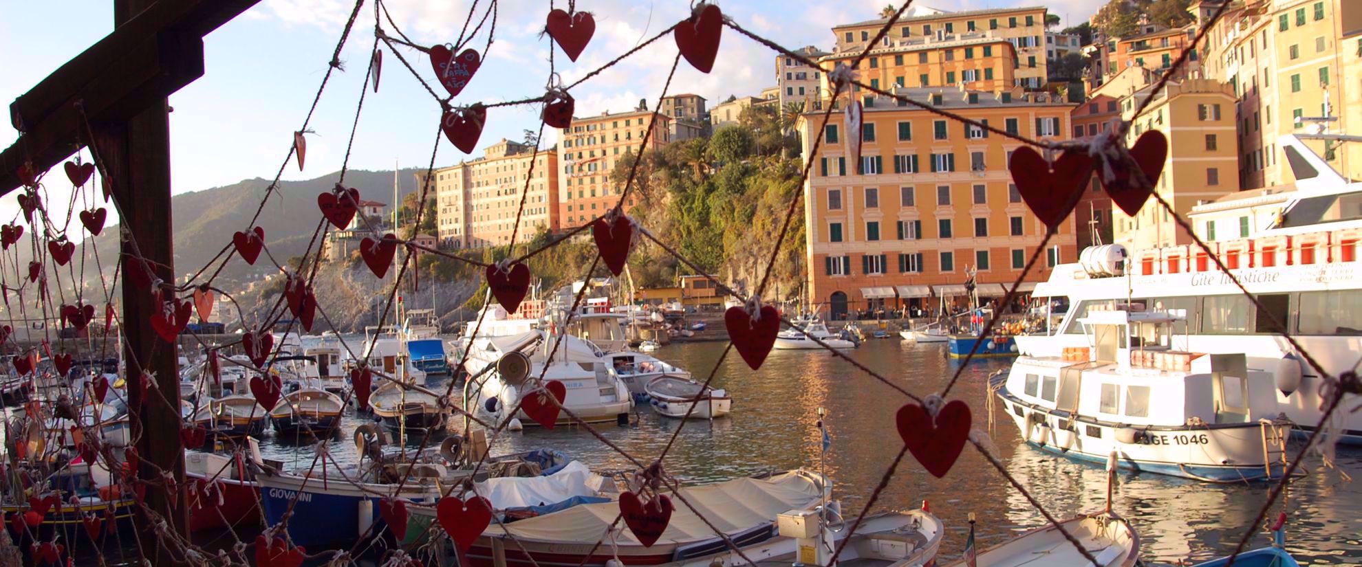 Hearts on fence on italian riviera