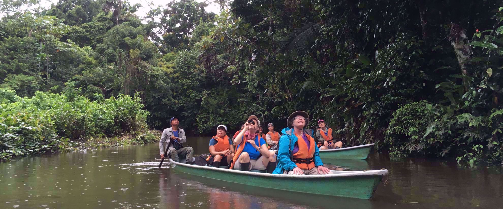 Picture of Ecuador's Amazon Jungle group travel tour canoe through amazon river