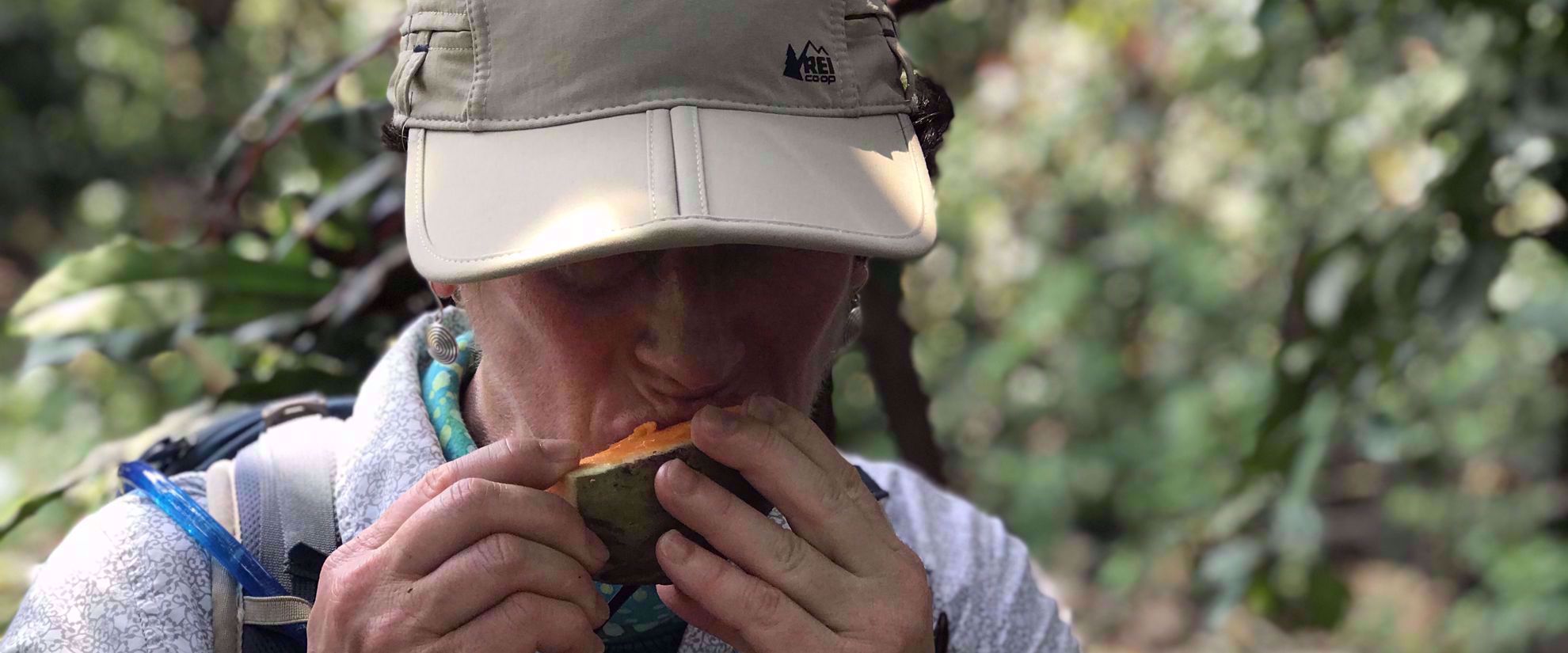 enjoying fresh fruit in the amazon jungle