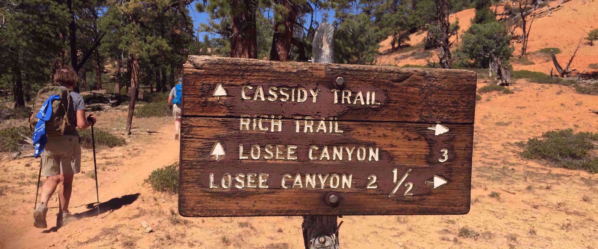 Picture of Hiking the Grand Staircase National Parks cassidy trail sign bryce national park utah