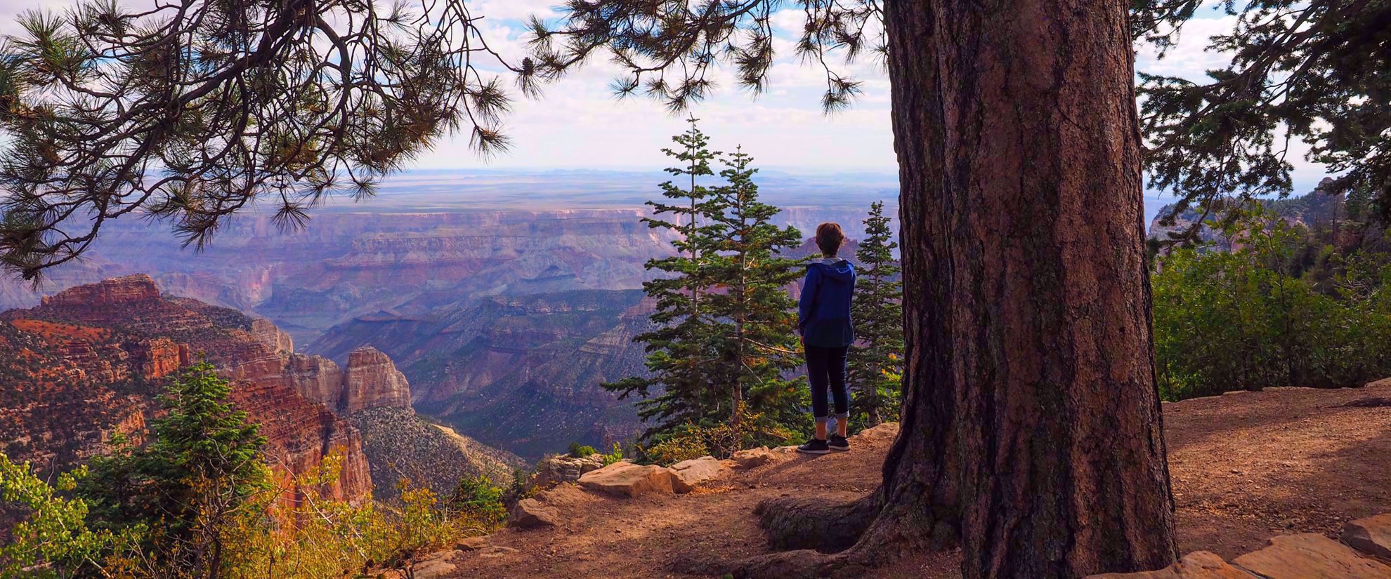woman admiring view from ridge utah national park