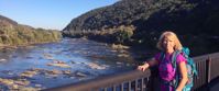 Picture of Slackpacking Harpers Ferry woman poses for photo on bridge in harpers ferry west virginia