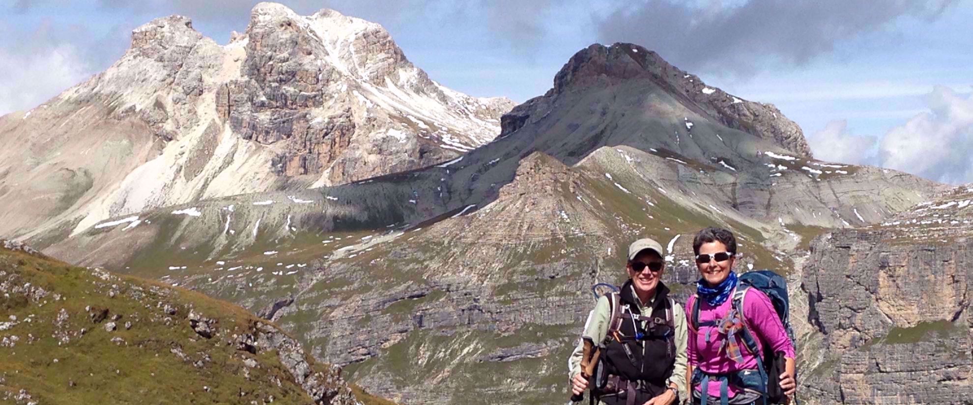 Picture of Hiking Italy's Northern Alps women smile on group trek through northern italian alps