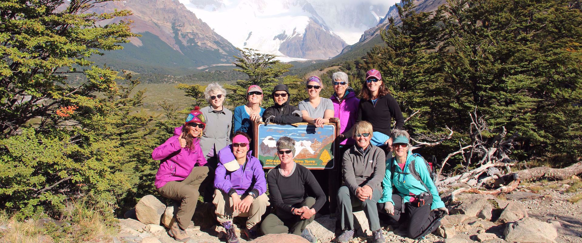 women's travel Group smiling for photo in Patagonia