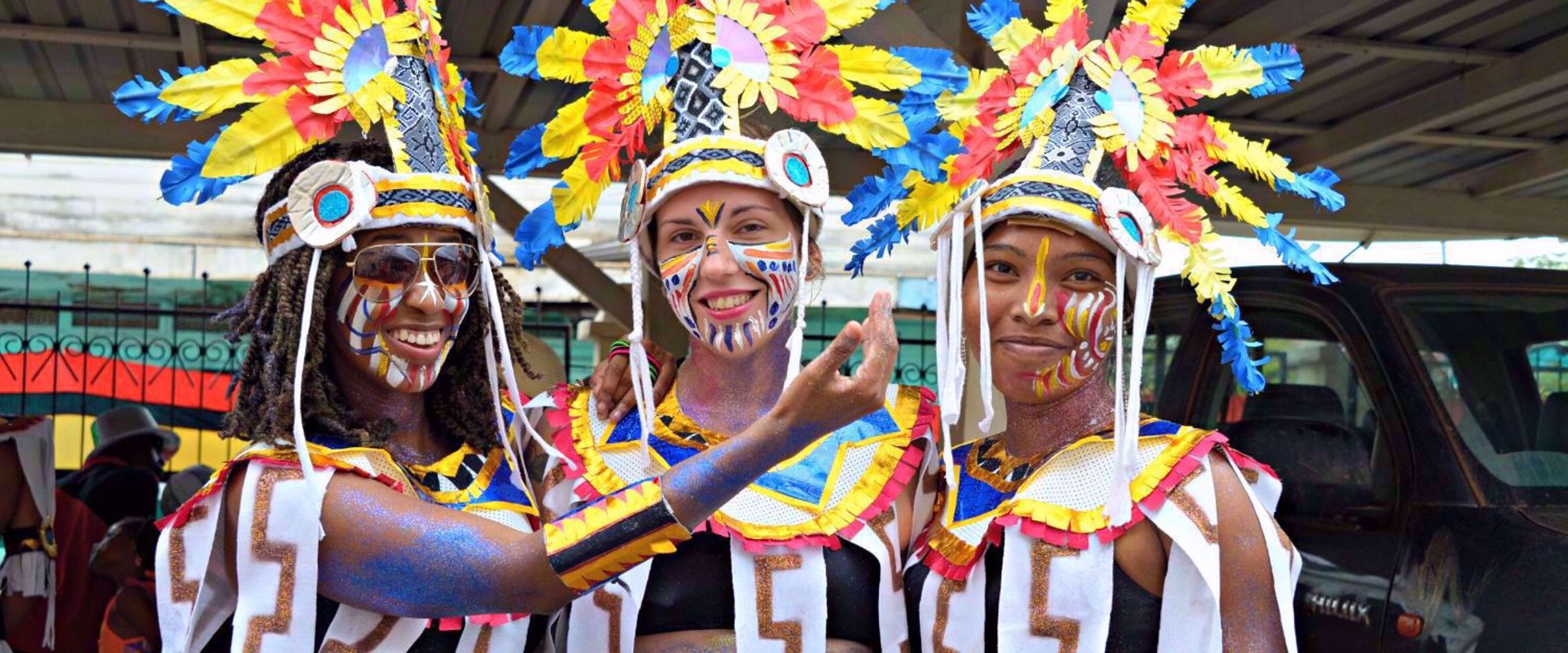 Indigenous people of Guyana sharing their traditional costumes