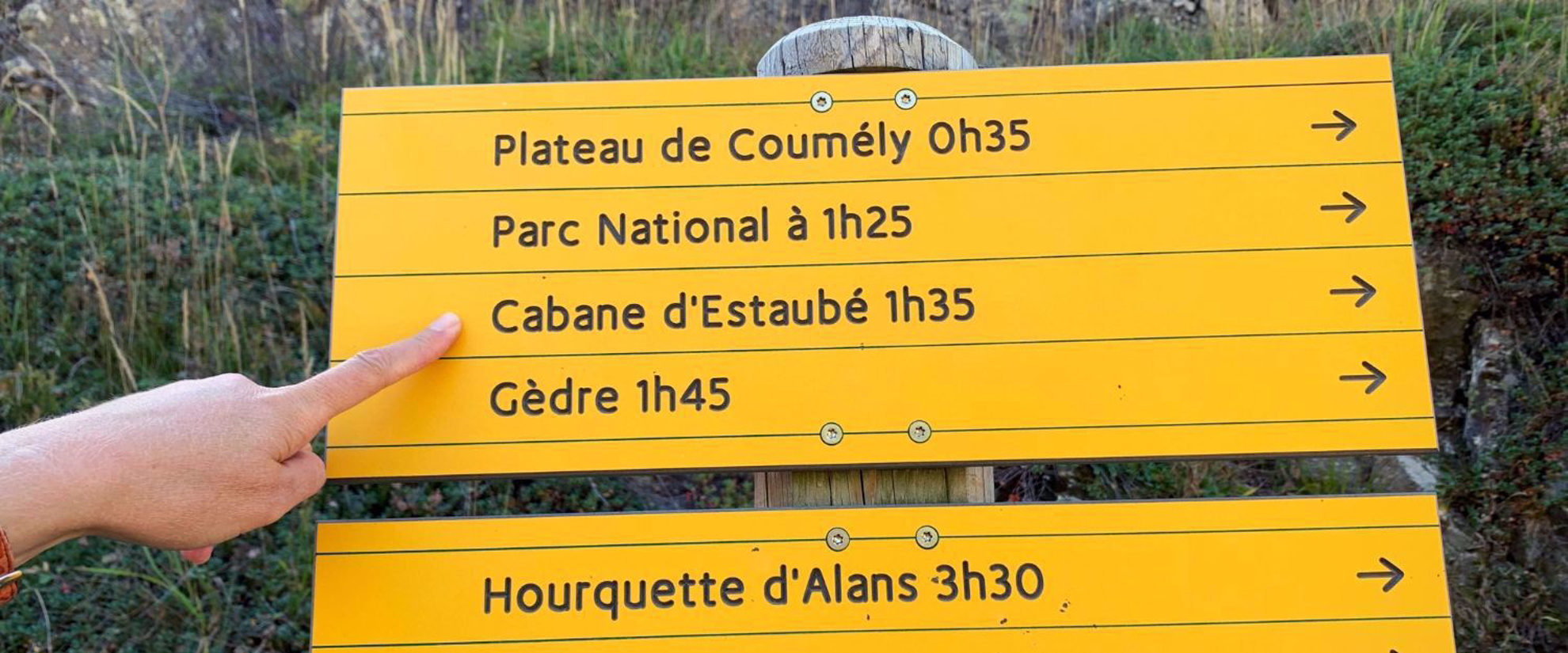 Trail signs in the French Pyrenees