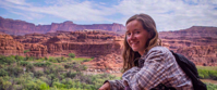 Woman smiling in Utah, Canyonlands