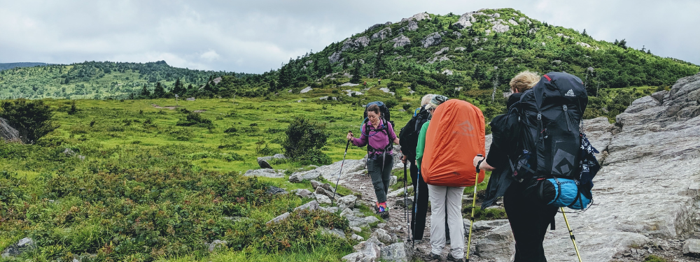 women hiking along the at in virginia