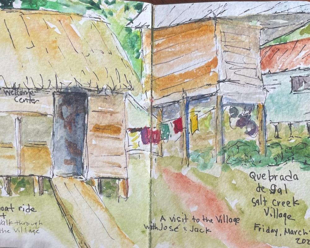 panama watercolor of salt creek village by brenda porter
